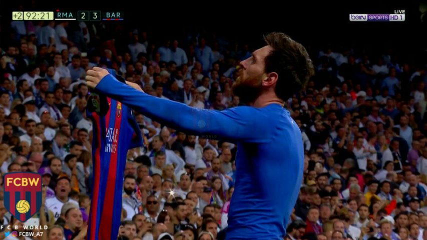 Messi camisa Santiago Bernabeu Barcelona