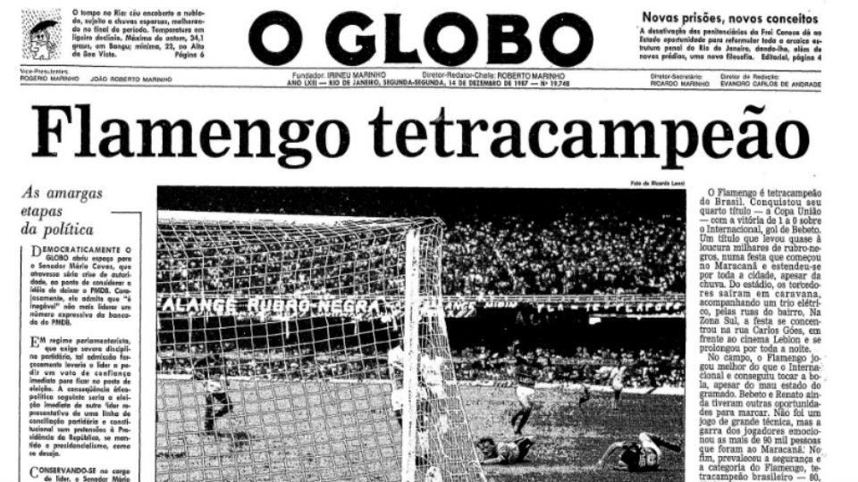 Flamengo campeão 1987 O Globo