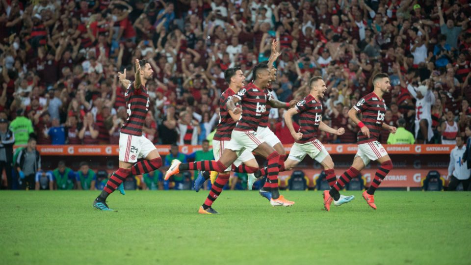 Flamengo comemoração classificação Emelec Libertadores 2019