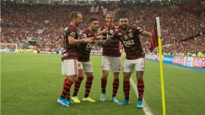 Flamengo comemorando Palmeiras